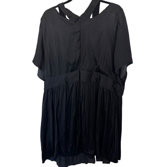 NEW Anthropolgie Plus Size Babydoll Mini Dress Short Slevve Black Satin 26W - Picture 5 of 10